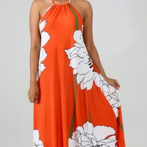 Sexy Floral Knitting Maxi Dress & Headwrap